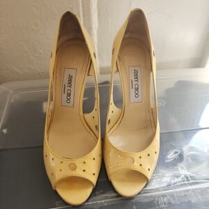 Jimmy Choo Yellow Peep-Toe Women's Shoes